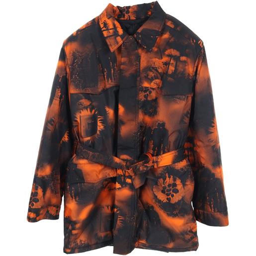 Prada Pre-Owned - cappotto re-nylon anni 2010 - uomo - poliammide riciclato/poliammide riciclato/poliestere - m - arancione