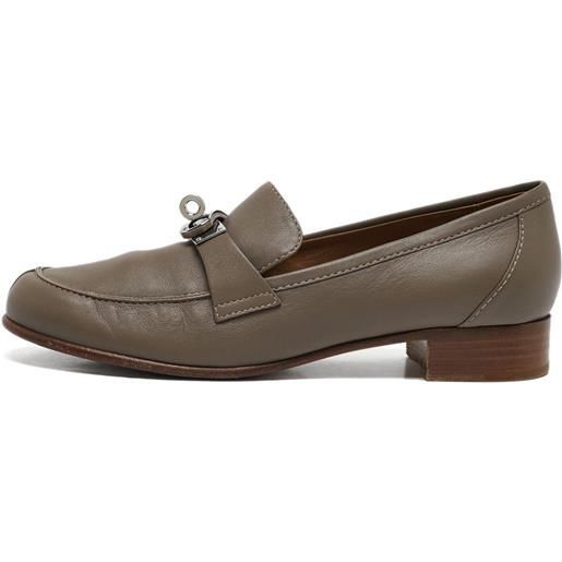 Hermès Pre-Owned - mocassini kelly - donna - pelle/pelle/pelle - 37 - grigio