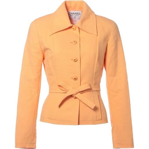 CHANEL Pre-Owned - tailleur monopetto con gonna anni 2000 - donna - cotone/seta - 36 - arancione