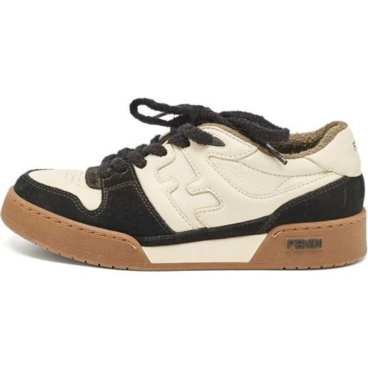 Fendi Pre-Owned - sneakers con inserti a contrasto - uomo - pelle scamosciata di vitello/gomma/tessuto/pelle di vitello - 38 - bianco
