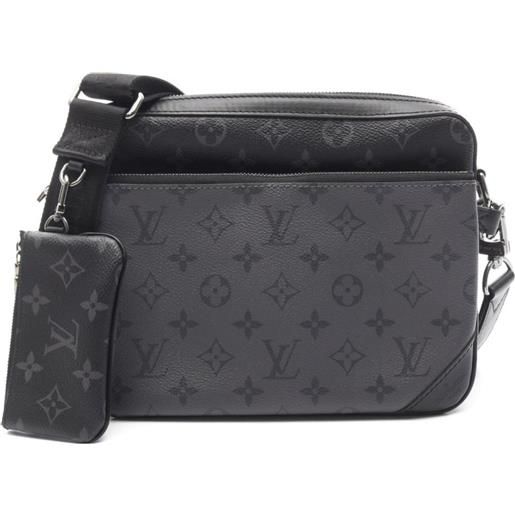 Louis Vuitton Pre-Owned - borsa messenger trio monogram eclipse 2021 - uomo - pelle di vitello/pvc - taglia unica - nero
