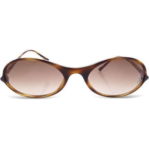 CHANEL Pre-Owned - occhiali da sole ovali 1990-2000 - donna - acrilico/pietre sintetiche - taglia unica - marrone
