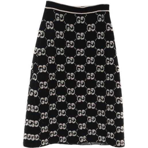Gucci Pre-Owned - gonna midi gg in lana anni 2010 - donna - lana - s - nero