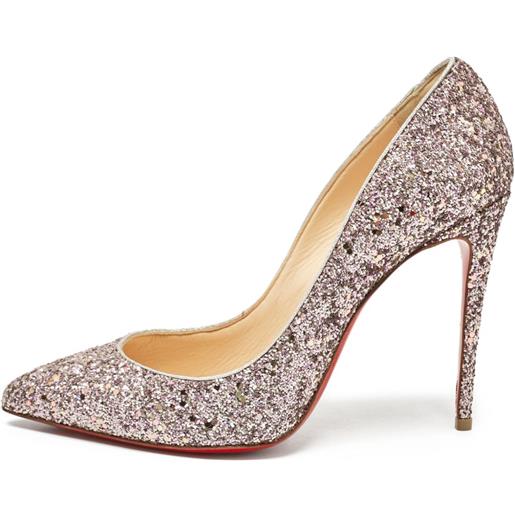 Christian Louboutin Pre-Owned - pumps in pelle 125mm - donna - pelle/pelle/glitter - 39 - viola