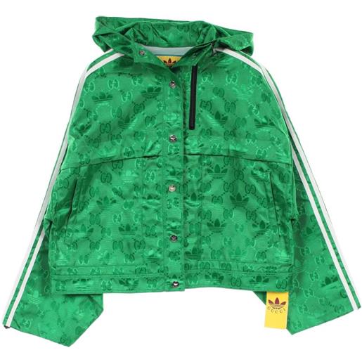 Gucci Pre-Owned - x adidas giacca in misto cotone con monogramma jacquard anni 2010 - donna - viscosa/cotone/poliammide/poliammide - 40 - verde