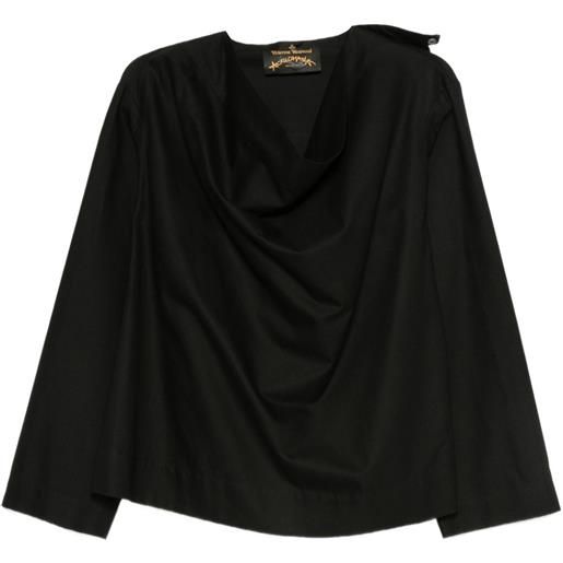 Vivienne Westwood Pre-Owned - blusa con scollo drappeggiato 2017 - donna - cotone - 40 - nero
