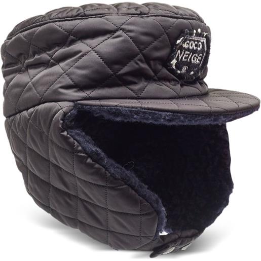 CHANEL Pre-Owned - cappello trapuntato - donna - seta/cammello/poliestere/pelliccia sintetica - m - nero