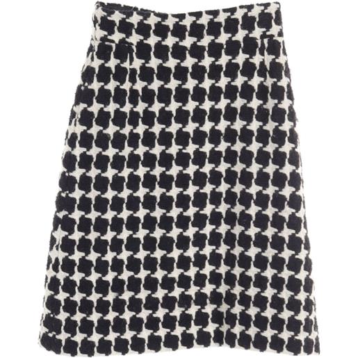 CHANEL Pre-Owned - gonna svasata a quadri 1986-1988 - donna - lana/poliammide/alpaca/mohair/seta - 36 - nero