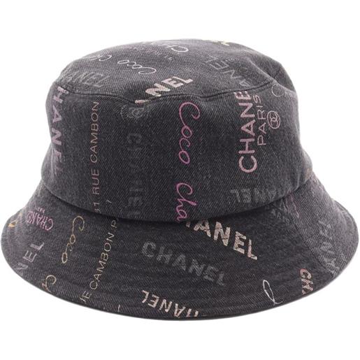 CHANEL Pre-Owned - cappello bucket crusher denim 1986-1988 - donna - cotone - taglia unica - nero