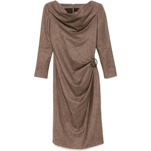 Alexander McQueen Pre-Owned - abito con spilla - donna - seta/cashmere/lana - 40 - marrone