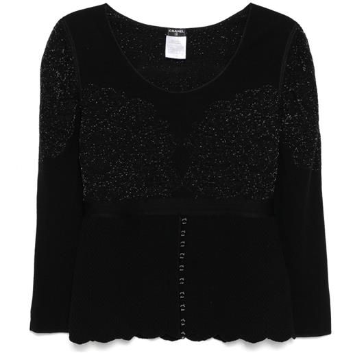 CHANEL Pre-Owned - blusa a maniche lunghe 2006 - donna - lana/rayon/poliestere/cashmere - 46 - nero