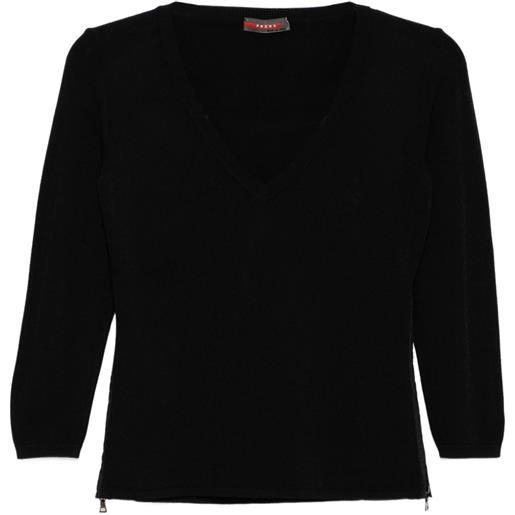 Prada Pre-Owned - top con scollo a v - donna - poliestere/viscosa - 38 - nero