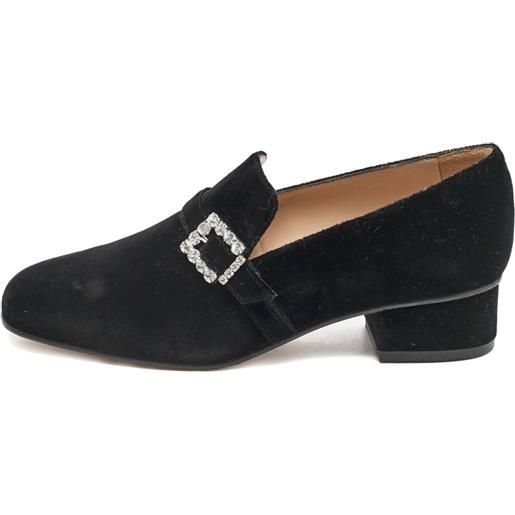 Stuart Weitzman - mocassini con fibbia - donna - pelle di vitello/velluto/pelle di vitello - 37 - nero