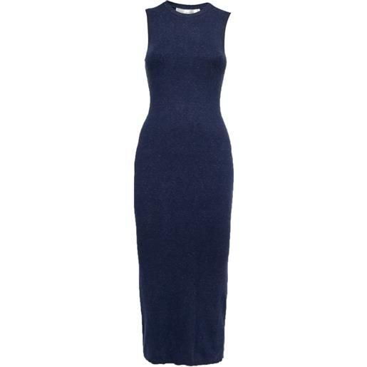 Victoria Beckham - abito lungo a coste - donna - poliestere/viscosa/lana vergine/poliammide - xs - blu