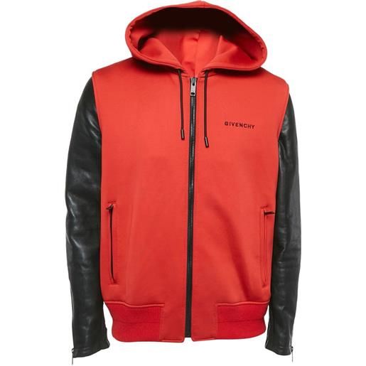 Givenchy Pre-Owned - giacca bicolore 2023 - uomo - pelle di agnello/poliammide/elastam - xl - rosso