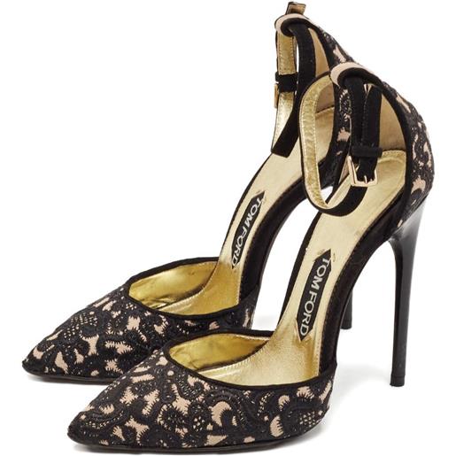 Tom Ford Vintage - pumps con cinturino alla caviglia - donna - pelle/tessuto/tessuto - 37.5 - nero