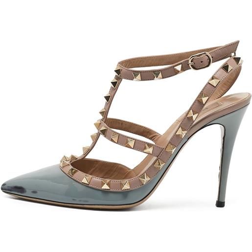 Valentino Garavani Pre-Owned - pumps rockstud 100mm - donna - pelle di vitello/pelle di vitello/pelle verniciata - 38 - blu