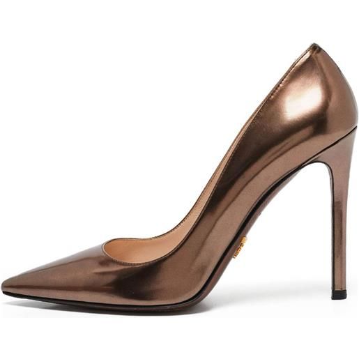 Prada Pre-Owned - pumps in pelle 110mm - donna - pelle di vitello/pelle di vitello/pelle metallizzata - 37.5 - marrone