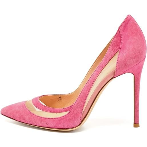 Gianvito Rossi - pumps con inserti in pelle scamosciata pre-owned 100mm - donna - rete (mesh)/pelle/pelle/pelle scamosciata - 37 - rosa