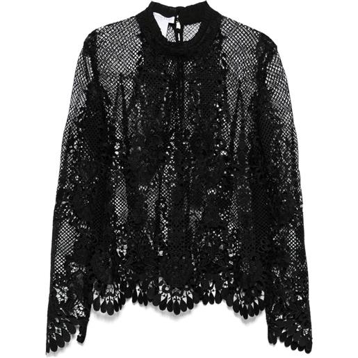 Christian Dior Pre-Owned - top all'uncinetto anni '90 - donna - seta/viscosa/lana - 42 - nero