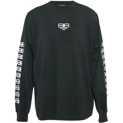 Balenciaga Pre-Owned - t-shirt a maniche lunghe con logo - uomo - cotton - l - nero