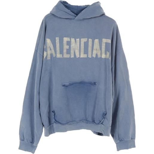 Balenciaga Pre-Owned - felpa tape type con cappuccio anni 2010 - unisex - cotone - xl - blu