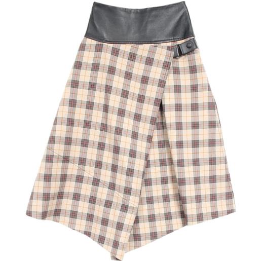 Louis Vuitton Pre-Owned - gonna a quadri anni 2010 - donna - lana/seta/pelle di vitello/poliestere/seta - 36 - toni neutri