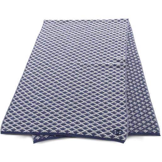 CHANEL Pre-Owned - sciarpa con motivo geometrico 1986-1988 - donna - cashmere/fibra metallica/viscosa - taglia unica - blu