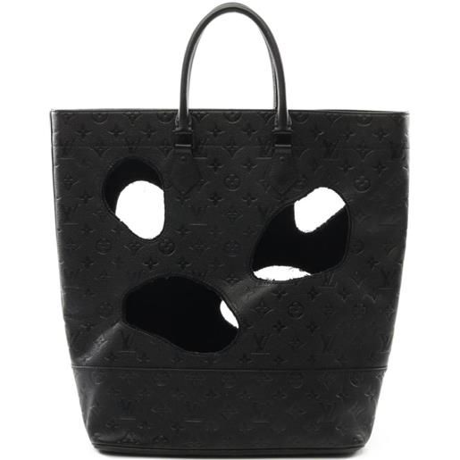Louis Vuitton Pre-Owned - x comme des garçons borsa tote bag with holes mm 2021 - uomo - pelle di vitello - taglia unica - nero