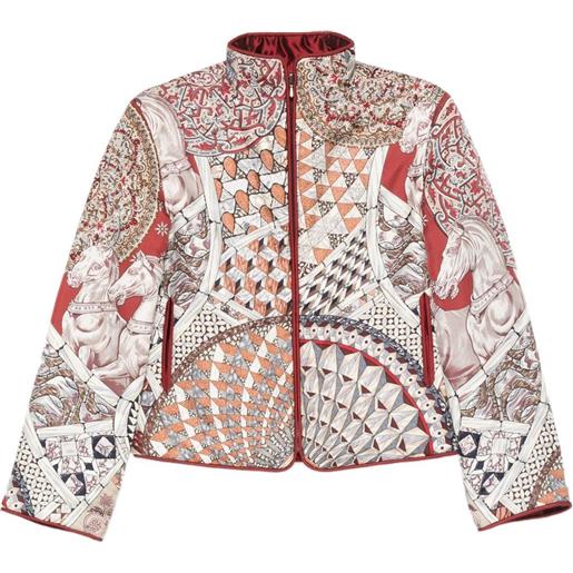 Hermès Pre-Owned - giacca reversibile con stampa anni '90 - donna - seta/poliestere/poliestere/seta - s/m - rosso