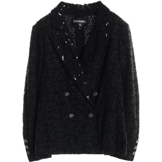 CHANEL Pre-Owned - giacca con occhielli 1986-1988 - donna - cotone/poliestere/seta - 36 - nero