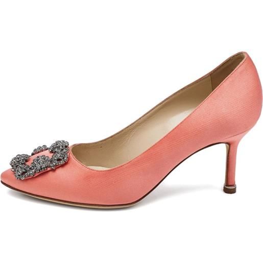 Manolo Blahnik - pumps crystal buckle in raso 2024 - donna - pelle di vitello/pelle di vitello/raso - 35 - rosa