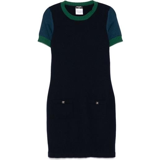 CHANEL Pre-Owned - abito in maglia 2011-2012 - donna - cashmere - 36 - blu