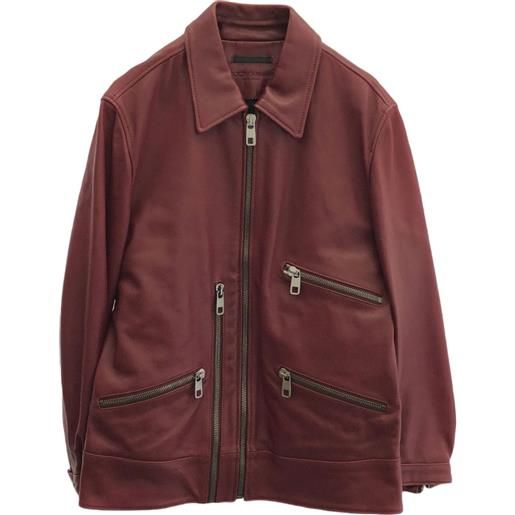 Dolce & Gabbana Pre-Owned - giacca con tasche anni 2000 - uomo - pelle di agnello - 50 - rosso