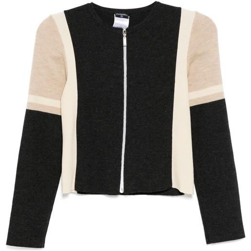 CHANEL Pre-Owned - top con design color-block 2000 - donna - lana - taglia unica - grigio