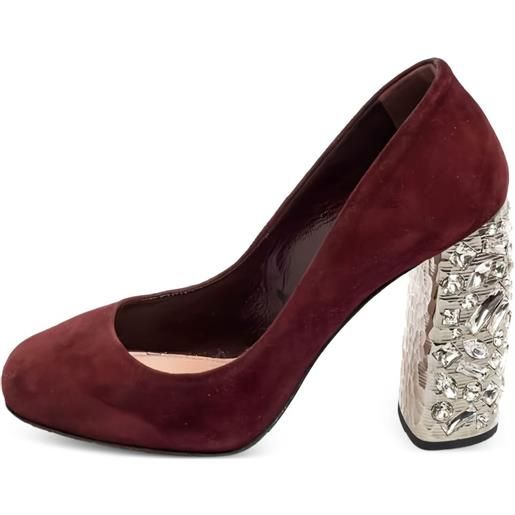 Miu Miu Pre-Owned - pumps in pelle scamosciata con decorazione 100mm - donna - pelle/pelle scamosciata - 35 - rosso