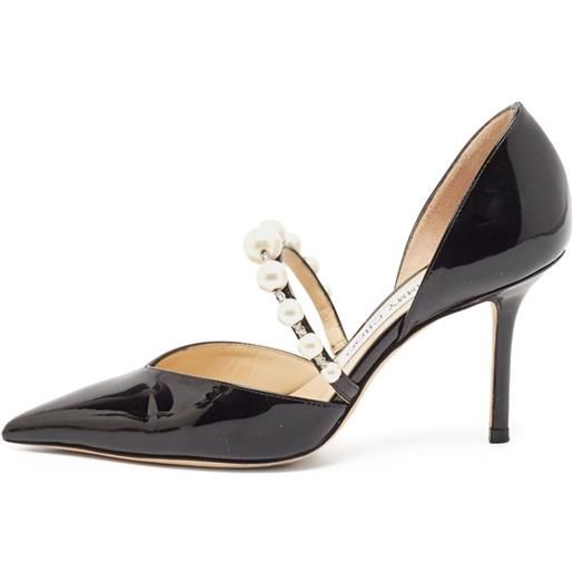 Jimmy Choo Pre-Owned - pumps aurelie con decorazione 85mm - donna - pelle/pelle lucida/pelle - 36 - nero