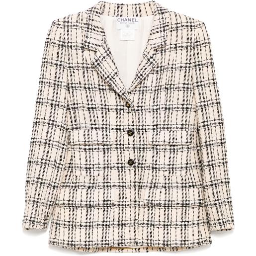 CHANEL Pre-Owned - giacca monopetto 1995 - donna - lana/seta/cotone - 40 - toni neutri
