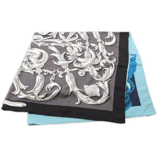 Hermès Pre-Owned - scialle carréjean anni 2010 - donna - seta/cashmere - taglia unica - blu