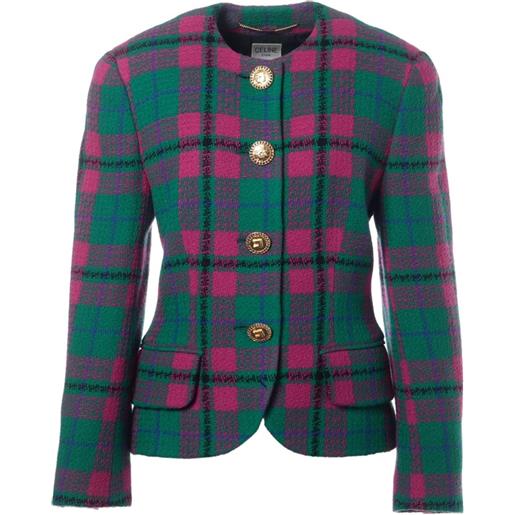 Celine Pre-Owned - giacca a quadri 1970-1990 - donna - lana/poliestere - taglia unica - verde