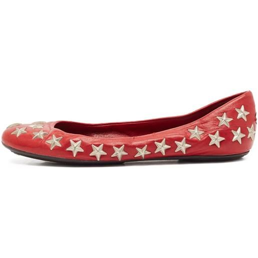 Jimmy Choo Pre-Owned - ballerine con applicazione - donna - gomma/pelle/pelle - 37 - rosso