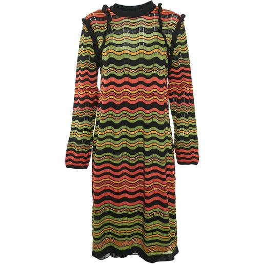 Missoni Pre-Owned - abito midi con motivo a zigzag - donna - cotone/viscosa/poliestere/lana/poliammide - s - verde