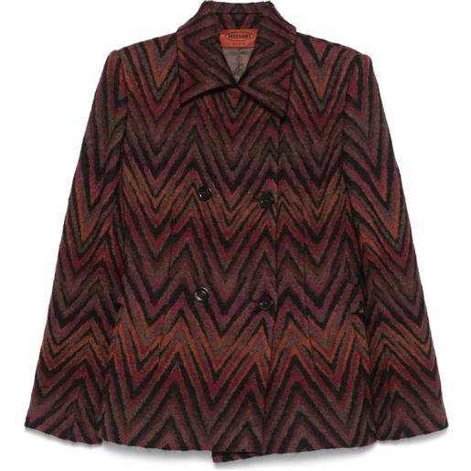Missoni Pre-Owned - giacca doppiopetto anni 2000 - donna - acrilico/cupro/lana/mohair/nylon - 44 - marrone