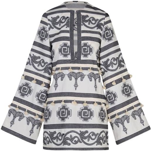 Johanna Ortiz tunica temple con ricamo - toni neutri