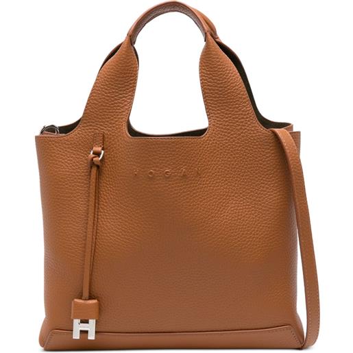 Hogan borsa tote con logo goffrato - marrone