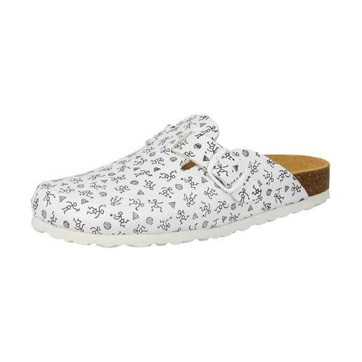 Lico bioline clog print, zoccoli donna, bianco blanc weiss grau, 40 eu