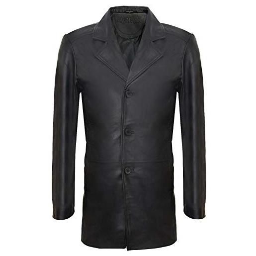 Infinity Leather Giacca Harrington Classica con Collo Classico in Vera Pelle Morbida Marrone da Uomo XS