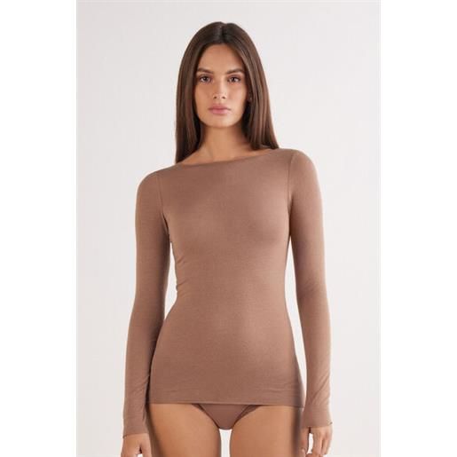 Intimissimi maglia manica lunga ultralight con cashmere e scollo a barchetta naturale