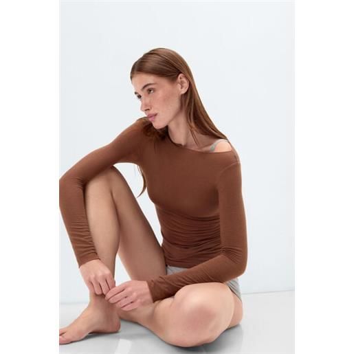 Intimissimi maglia manica lunga ultralight con cashmere e scollo a barchetta naturale