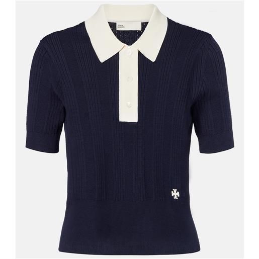 Tory Burch polo in pointelle di cotone